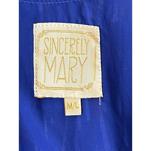 Sincerely Mary Sharkbite Hem‎ Sleeveless A-Line Dress Blue Paint Splash Size M/L - Picture 9 of 12